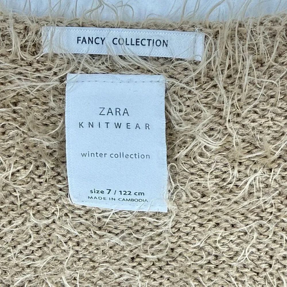 Zara Knitwear Winter Fancy Collection Open Front Cardigan Sweater Brown Size 7 - Picture 10 of 15